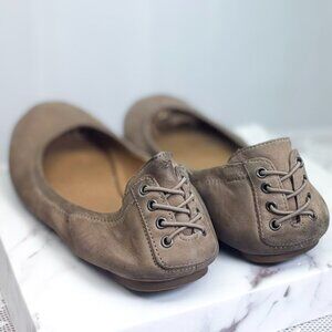 Women's Lucky Brand Emmie Ballet Flats Taupe Leather Minimalist Style